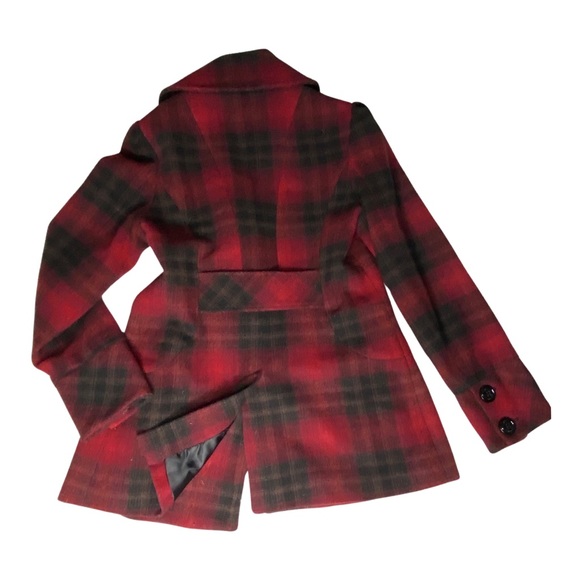 Steve Madden Red and Black Plaid Double Breasted Jacket Size XS - Picture 2 of 3